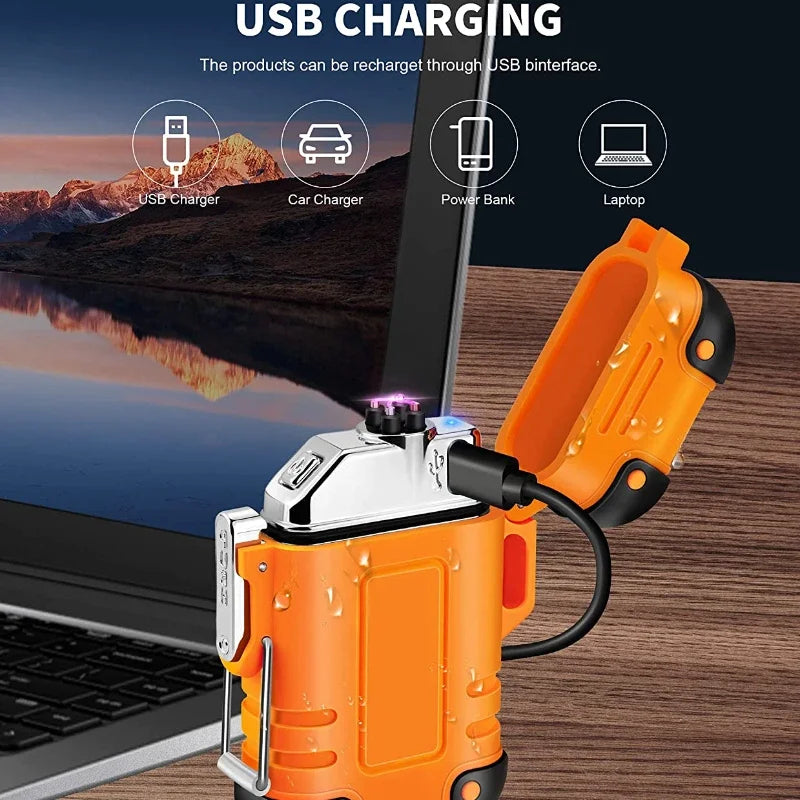 USB Rechargeable Windproof and Waterproof Plasma Lighter: Reliable Ignition Anywhere - Survivalist Stockroom